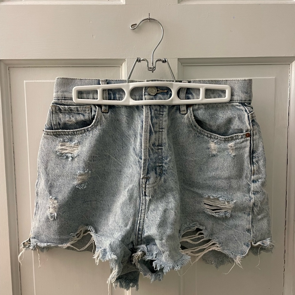 PacSun Blue Jean Shorts Distressed Raw Hem